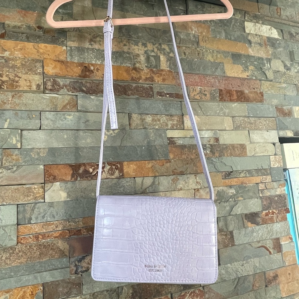Lilac Croc Embossed Crossbody Bag